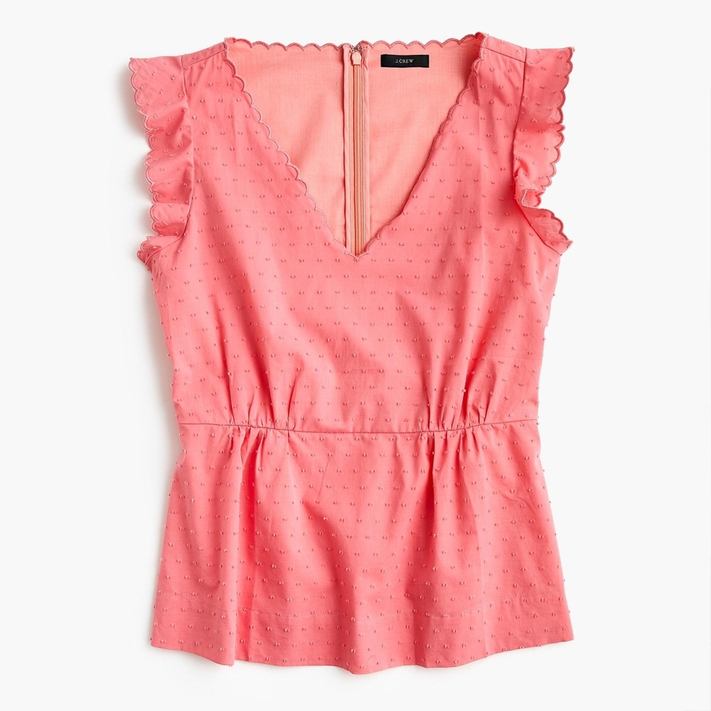 J Crew PETITE V-NECK PEPLUM TOP IN SWISS DOT